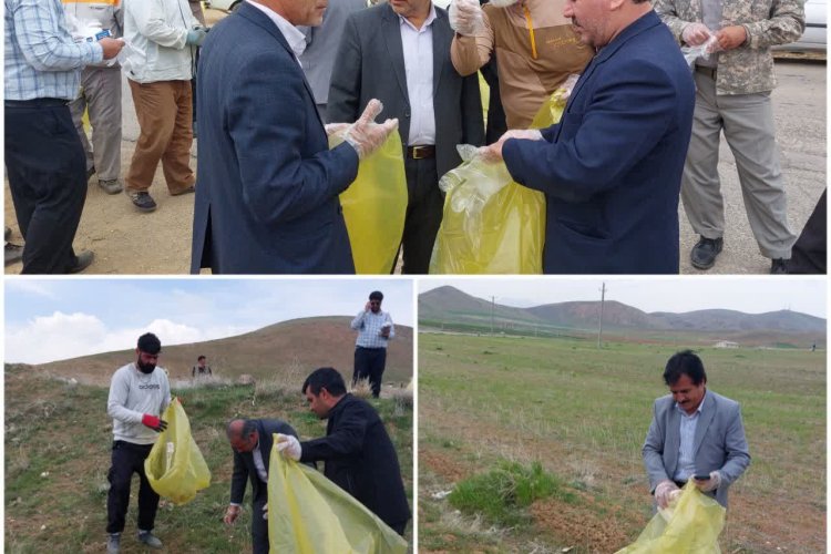 پاکسازی ورودی شهر ازنا از زباله های سرگردان